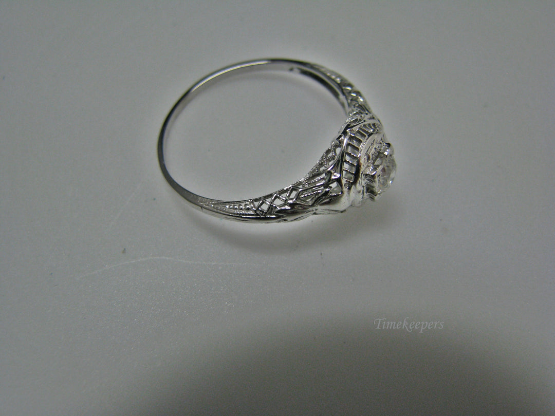 H129 Stunning Diamond Ring in 14k White Gold from 1930's Size 8