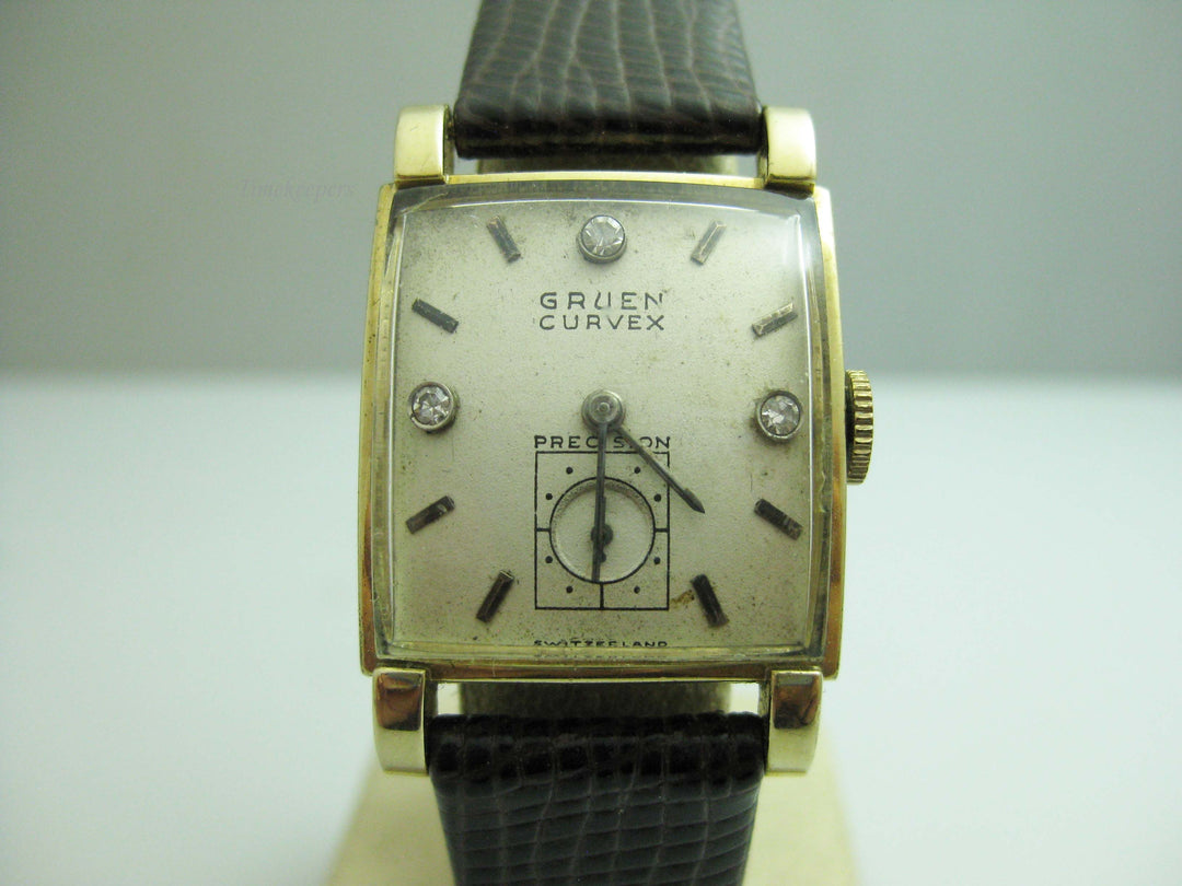 b718 Classic Unisex 14kt Yellow Gold Gruen Curvex Mechanical Wristwatch
