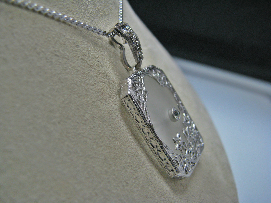 H133 Beautiful Camphor with Cubic Zirconia Sterling Silver Necklace