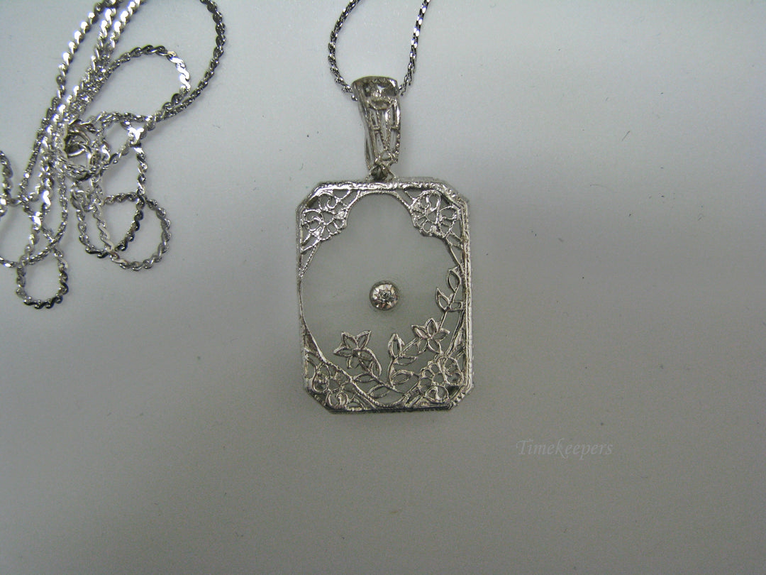 H133 Beautiful Camphor with Cubic Zirconia Sterling Silver Necklace