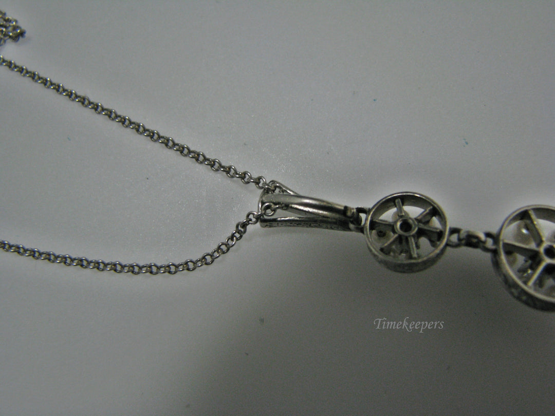 H135 Gorgeous Graduated Three Diamond Platinum Necklace with Seed Pearls