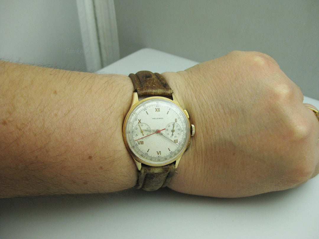 b727 Men's Vintage 18kt Rose Gold Welsbro Mechanical Wristwatch