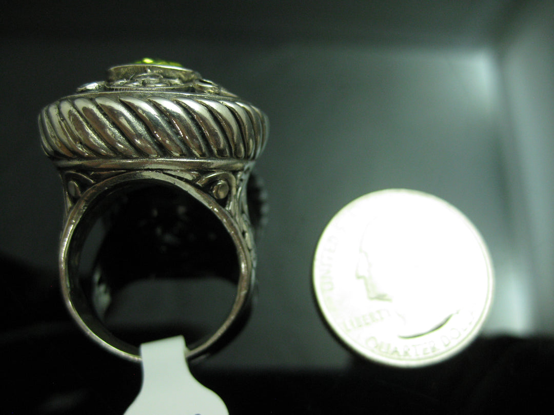 b745 Beatiful Sterling Silver Multicolored Gemstone Cocktail Ring