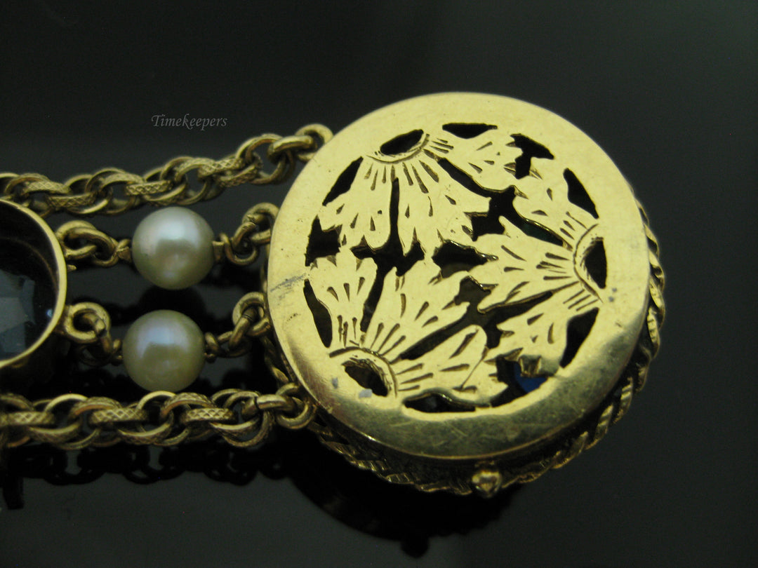 b752 Beautiful Vintage 7.25" 14kt Yellow Gold Multiple Gemstone Bracelet