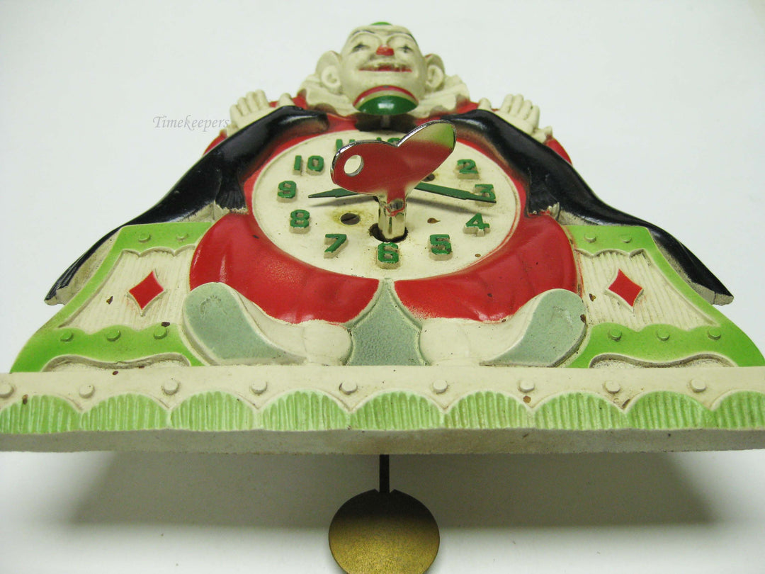 b776 Vintage 1930s Lux Company Animated Clown and Seals Pendulette Wind Up Clock