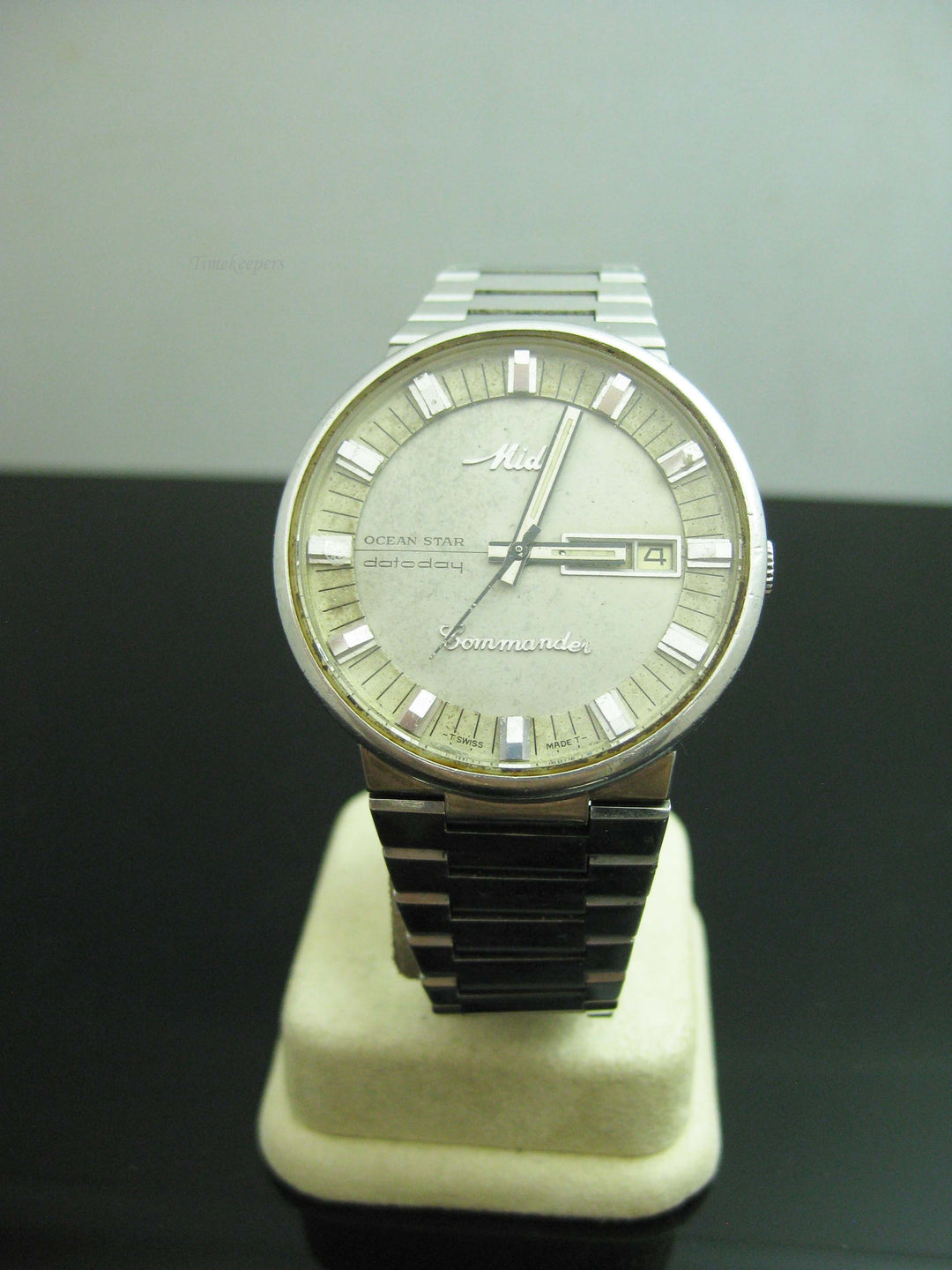 b768 Vintage 1970s Mido Ocean Star Datoday Commander Automatic Wristwatch