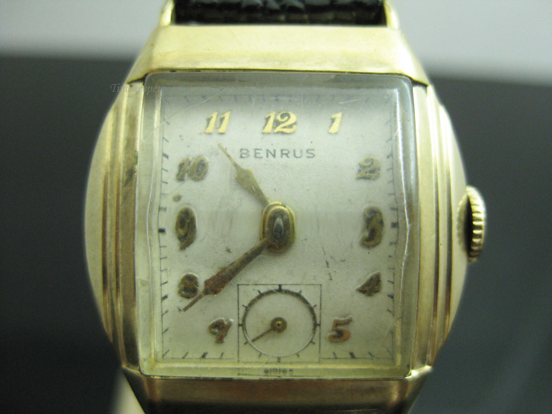 b773 Men's Vintage 10kt Rolled Gold Plated Mechanical Benrus Wristwatch