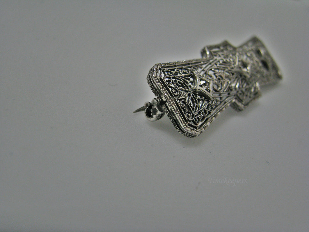 H159 Gorgeous Sterling Silver Brooch/ Pin with Clear Stones