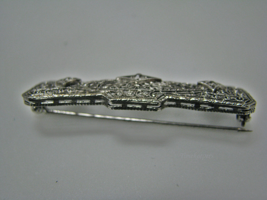 H159 Gorgeous Sterling Silver Brooch/ Pin with Clear Stones