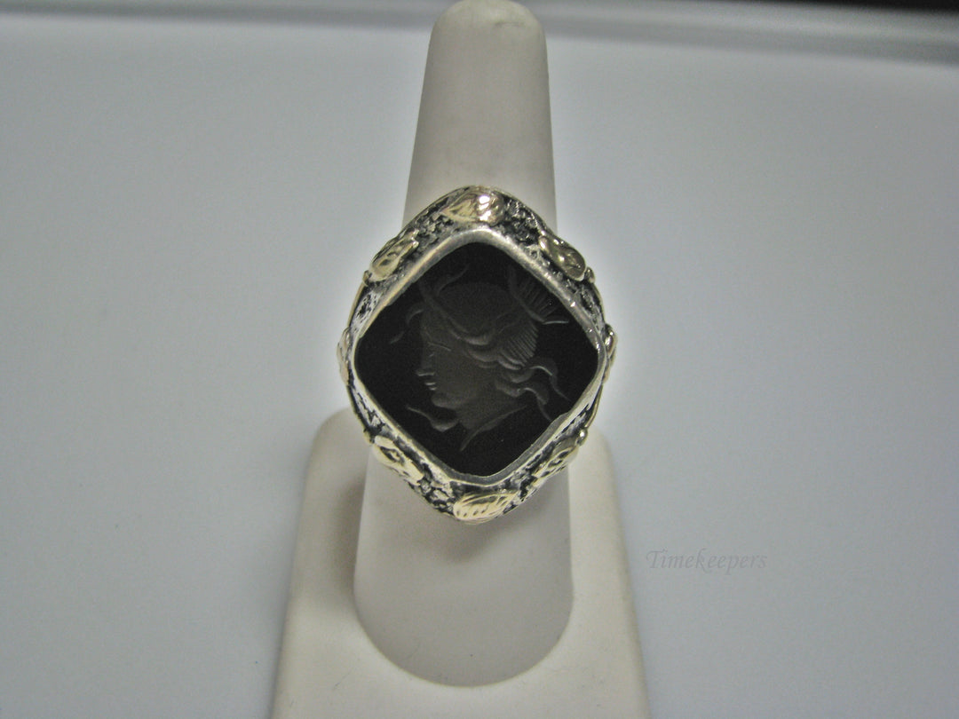 H168 Fabulous Warrior Sterling Silver and Gold Ring in Size 7