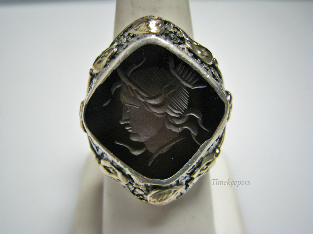 H168 Fabulous Warrior Sterling Silver and Gold Ring in Size 7