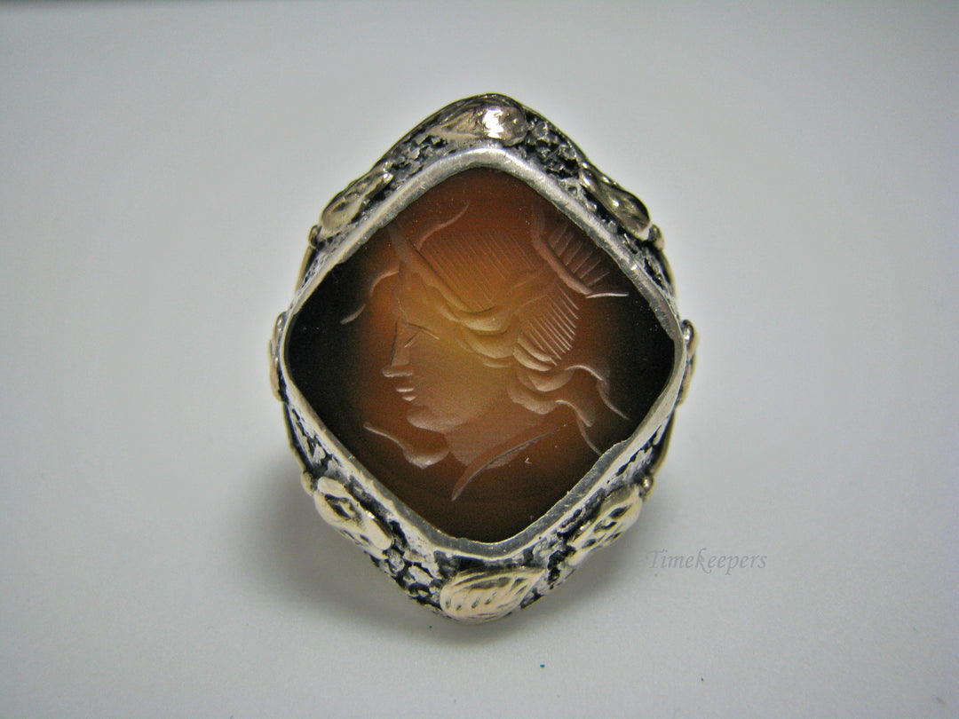 H168 Fabulous Warrior Sterling Silver and Gold Ring in Size 7