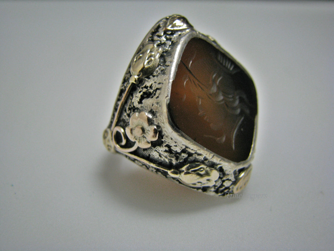 H168 Fabulous Warrior Sterling Silver and Gold Ring in Size 7