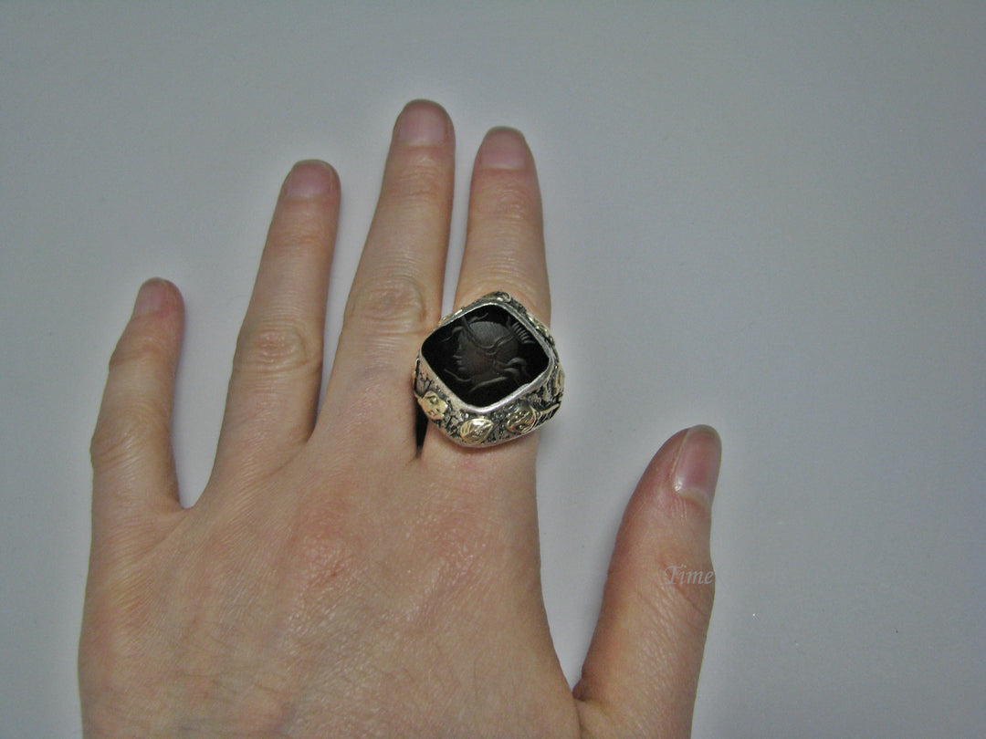 H168 Fabulous Warrior Sterling Silver and Gold Ring in Size 7