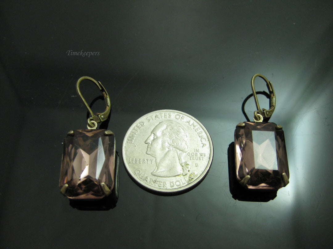 g244 Classic Brass Drop Earrings with a Purple Synthetic Stone