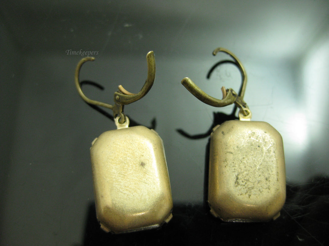 g244 Classic Brass Drop Earrings with a Purple Synthetic Stone