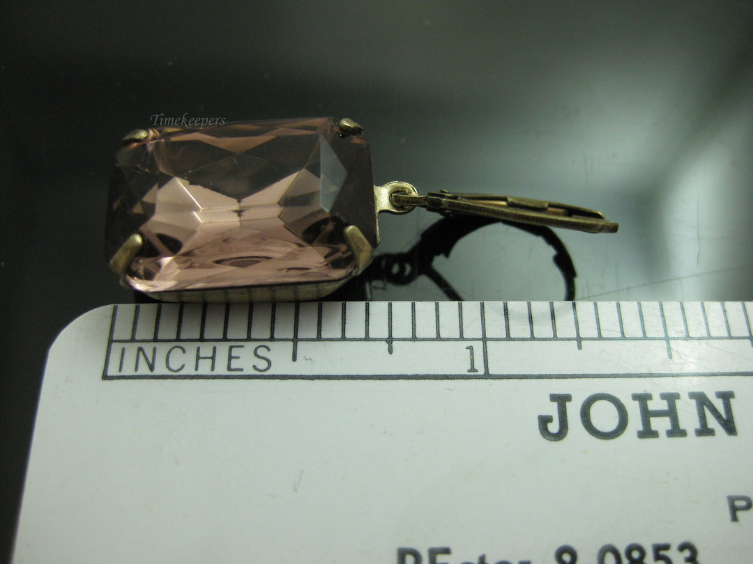 g244 Classic Brass Drop Earrings with a Purple Synthetic Stone