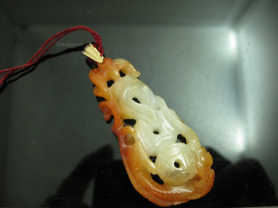 g245 Red Jade Pendant with 14Kt Bail