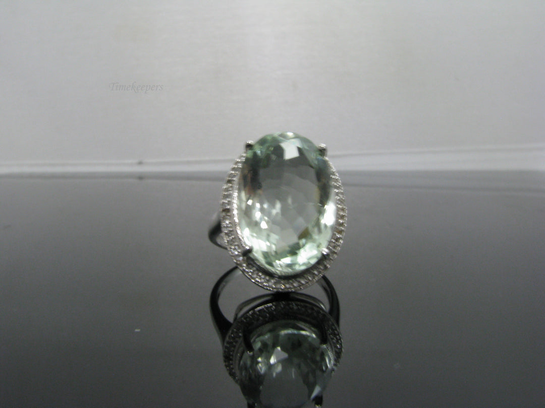 g256 Beautiful Sterling Silver pale green fluorite ring size 9.5