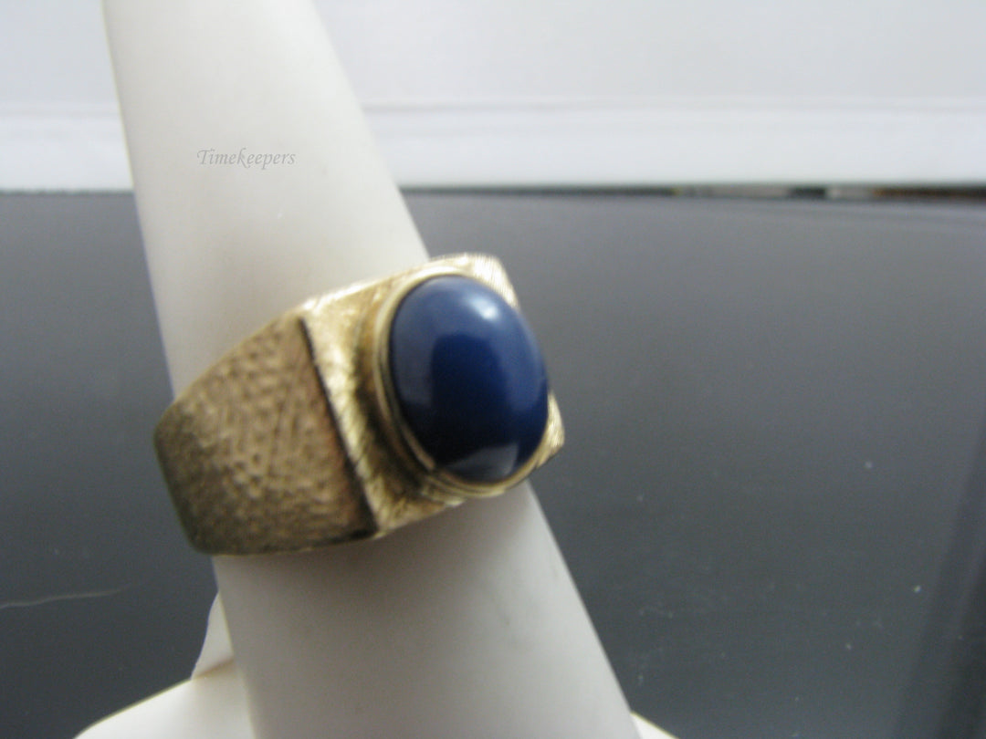 g258  Unique 14kt Yellow Gold Blue Star Sapphire Ring Size 6