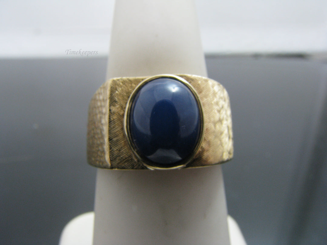 g258  Unique 14kt Yellow Gold Blue Star Sapphire Ring Size 6
