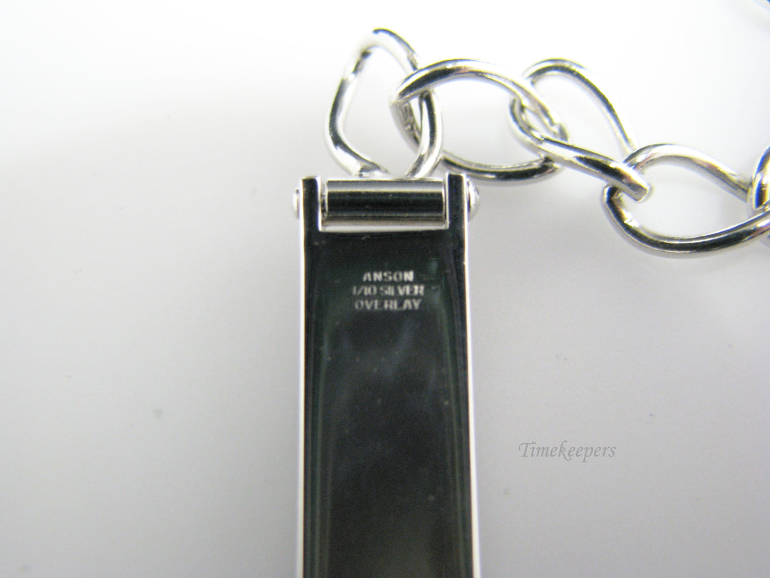 j055 Retro Silver Overlay Bracelet with Name Plate 7 1/4" Long