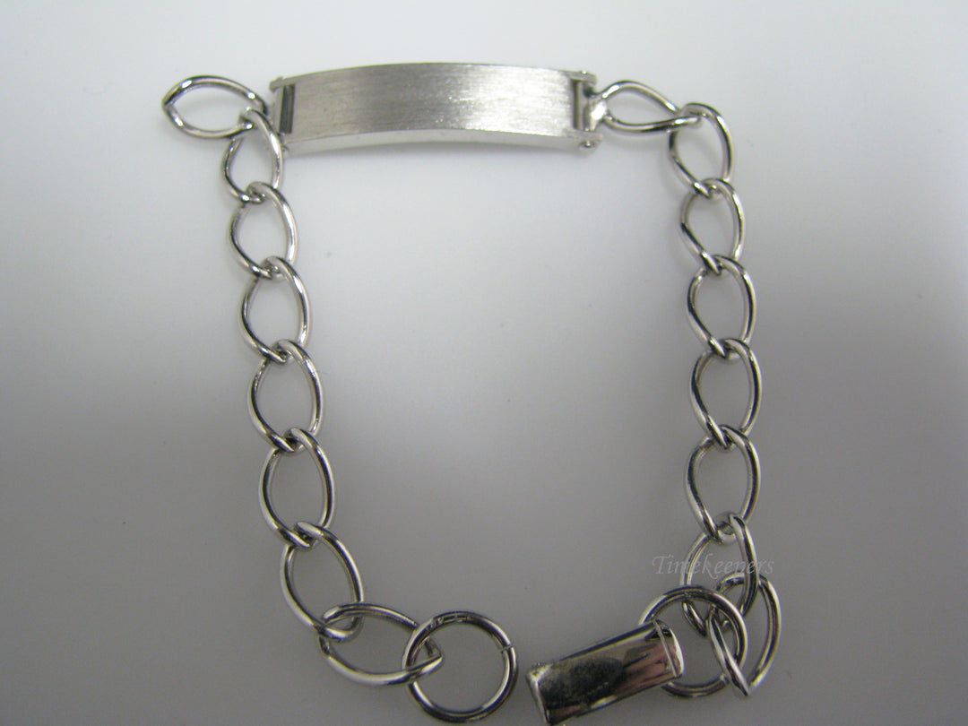 j055 Retro Silver Overlay Bracelet with Name Plate 7 1/4" Long