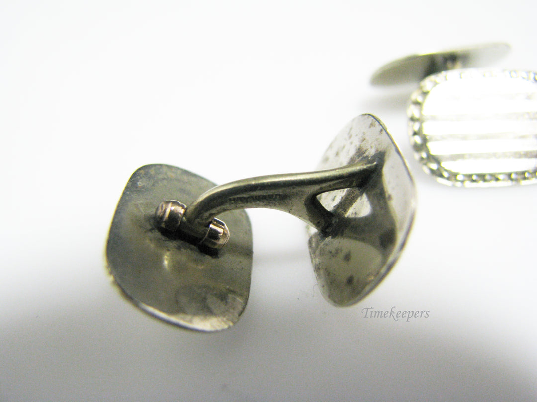 J057 Handsome Vintage HAYWARD Engraved "R" Silver tone Cuff links