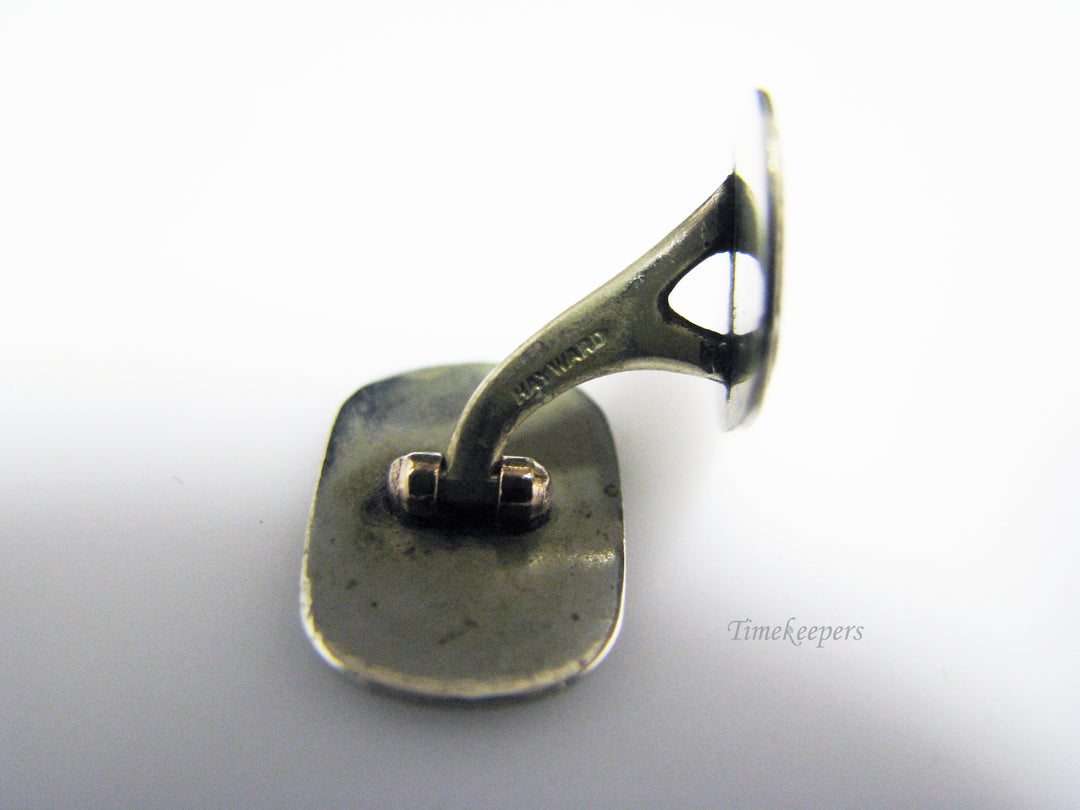 J057 Handsome Vintage HAYWARD Engraved "R" Silver tone Cuff links