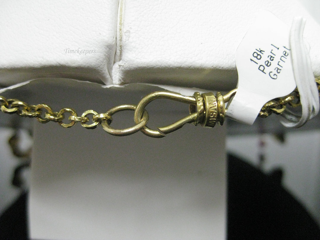 g275 Very Unique Handmade 18kt Yellow Gold Misani Milan Bird Necklace with Pearls and Garnets