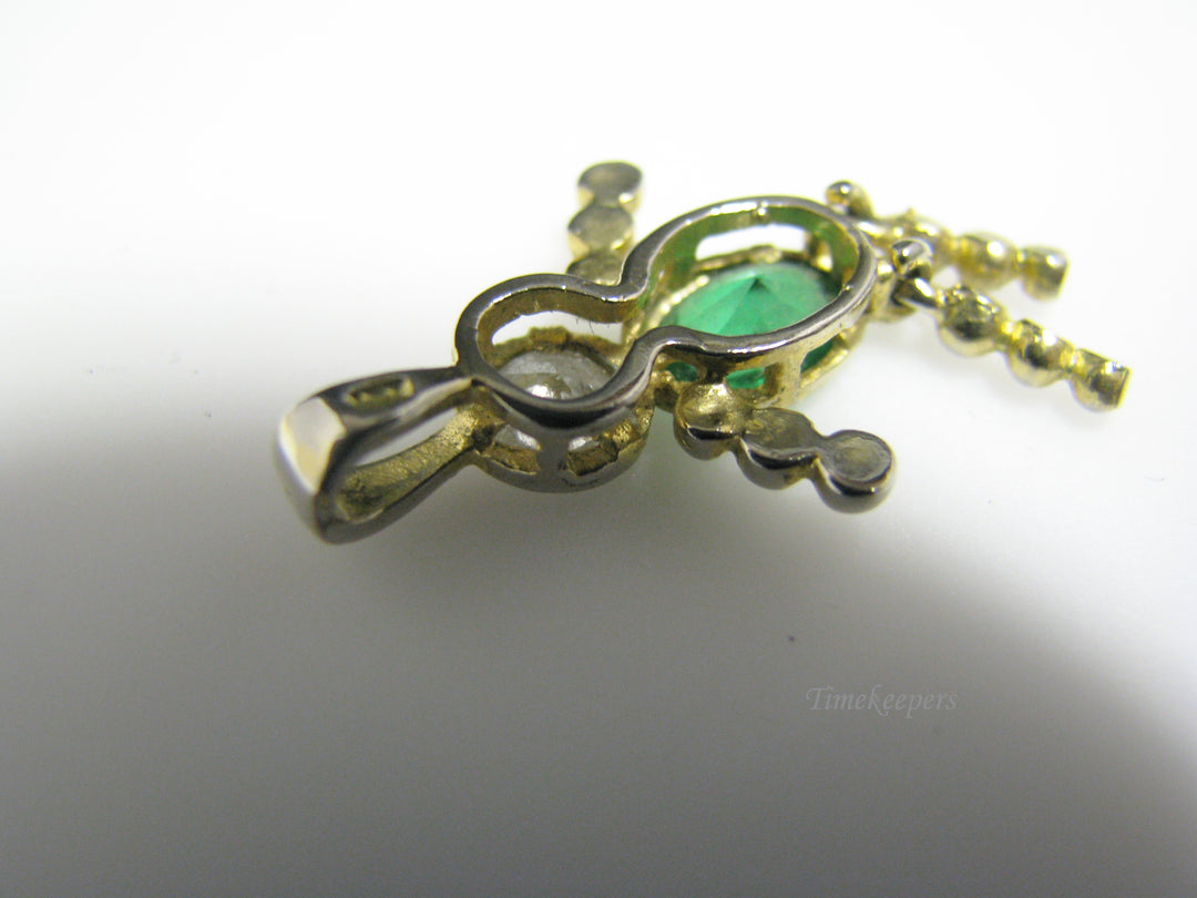 j059 Cute Boy Pendant/ Charm with Green Stone Sterling Silver with Gold Wash