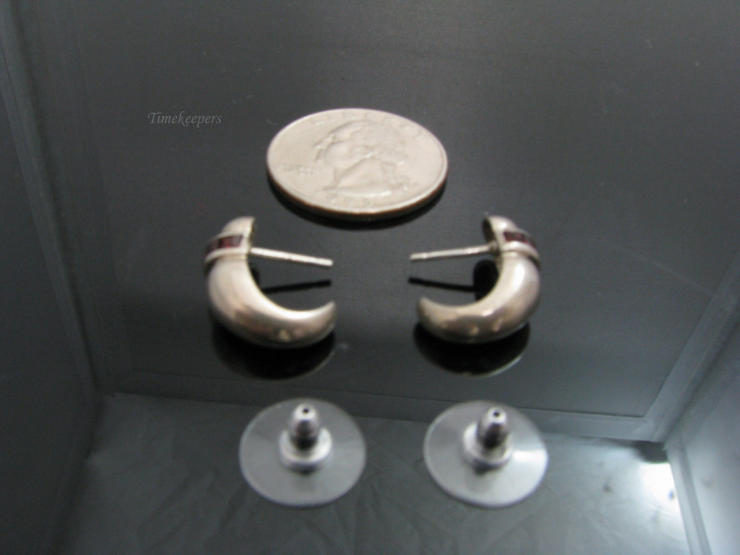 b827 Dainty Sterling Silver and Garnet Earring Studs