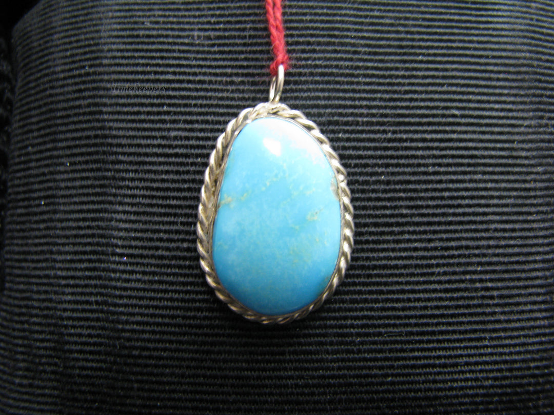 b830 Beautiful Sterling Silver and Oval Turquoise Pendant