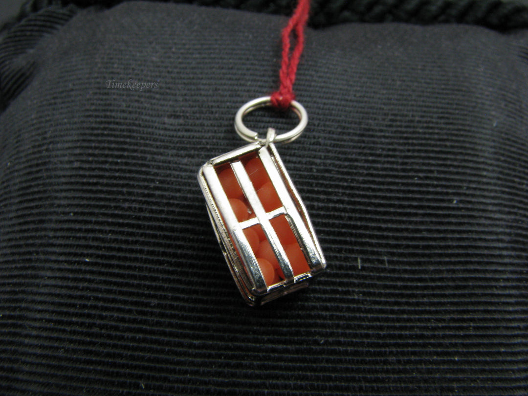 b836 Cute Little Sterling Silver Crate of Oranges Charm or Pendant