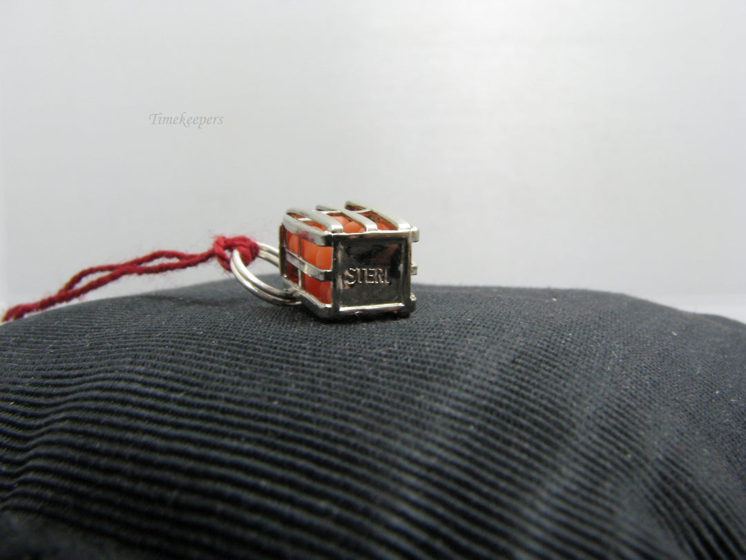 b836 Cute Little Sterling Silver Crate of Oranges Charm or Pendant