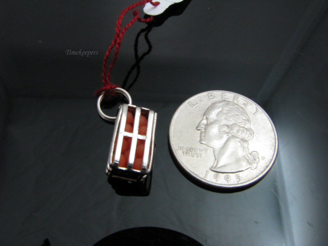 b836 Cute Little Sterling Silver Crate of Oranges Charm or Pendant
