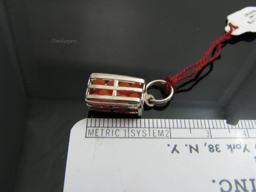 b836 Cute Little Sterling Silver Crate of Oranges Charm or Pendant