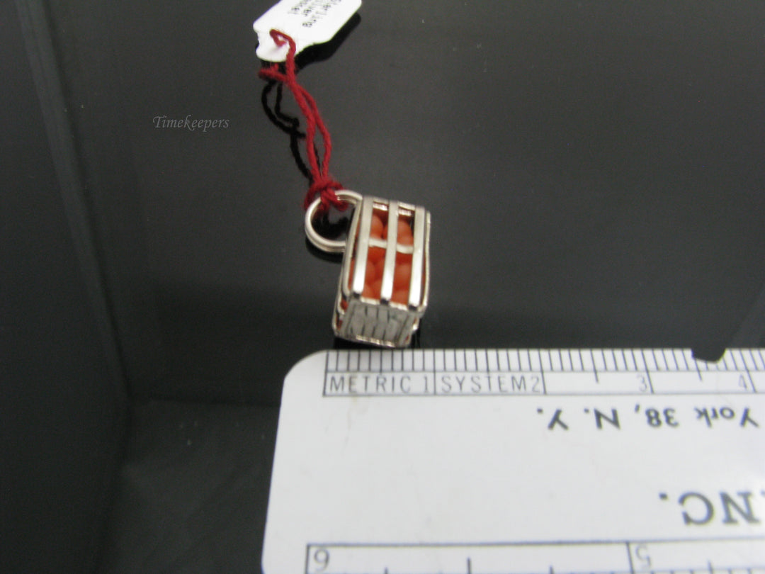 b836 Cute Little Sterling Silver Crate of Oranges Charm or Pendant