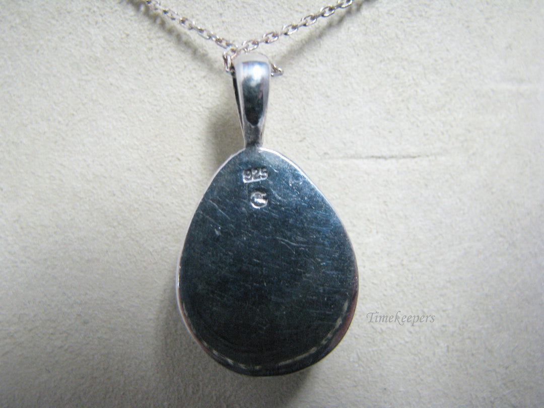 j095 Beautiful Sterling Silver Necklace with Turquoise Pendant 17" Long