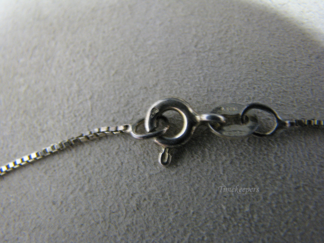 j096 Beautiful Sterling Silver Necklace with Blue Square Pendant 20" Long