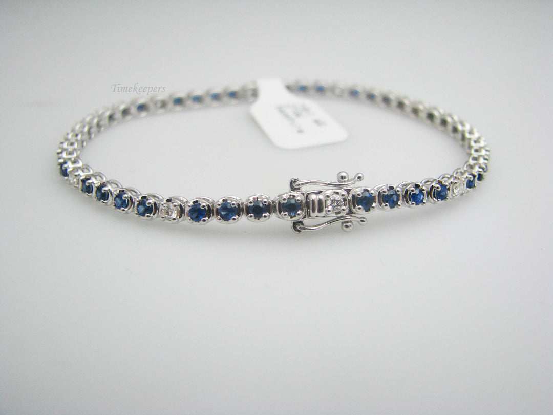 b451 Beautiful 14kt White Gold Diamond and Sapphire Tennis Bracelet