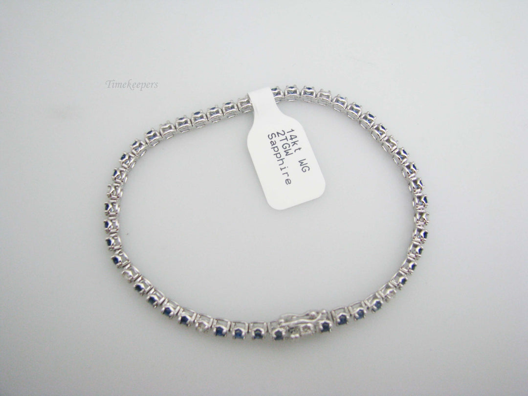b451 Beautiful 14kt White Gold Diamond and Sapphire Tennis Bracelet