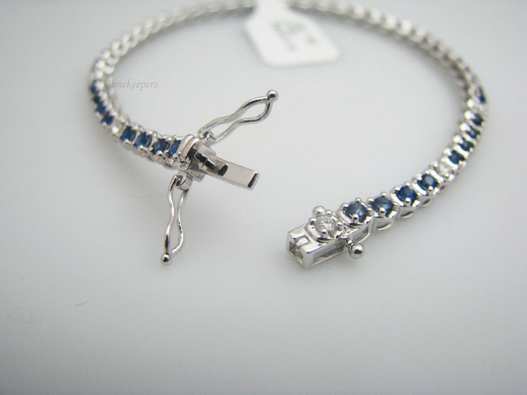 b451 Beautiful 14kt White Gold Diamond and Sapphire Tennis Bracelet