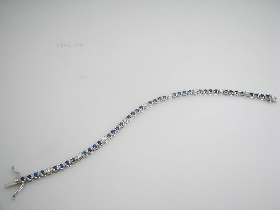 b451 Beautiful 14kt White Gold Diamond and Sapphire Tennis Bracelet