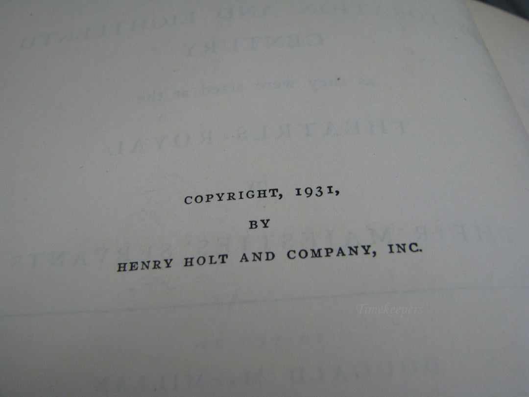 j083 Vintage Book 1931 Plays of the Restoration and 18th Century