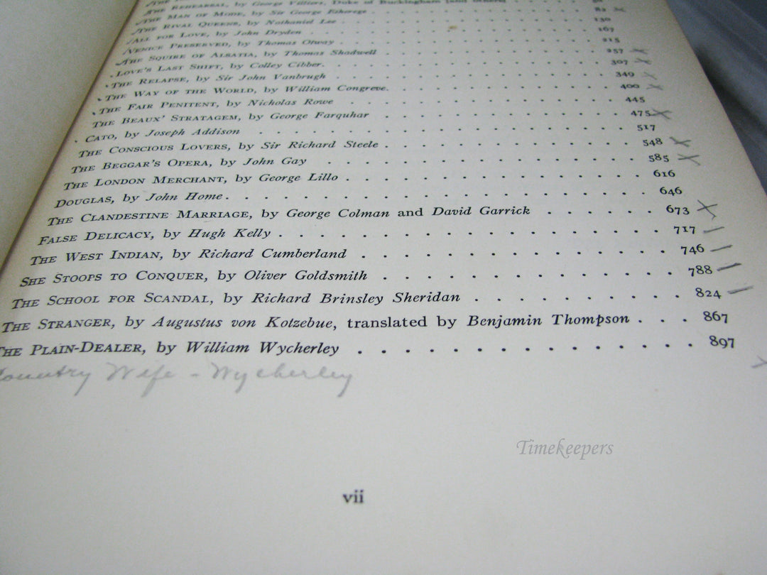 j083 Vintage Book 1931 Plays of the Restoration and 18th Century