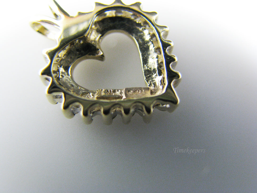 j102 Beautiful 10k Yellow Gold Diamond Studded Heart Pendant NO CHAIN