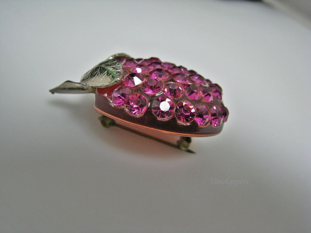 H192 Stunning Apple Brooch/ Pin with Multiple Pink Stones