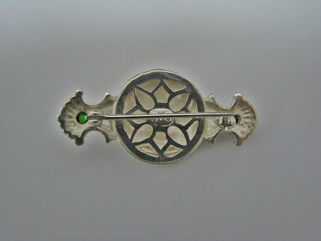 H199 Stunning 18K and Sterling Silver Brooch/ Pin with Diamond in the Center