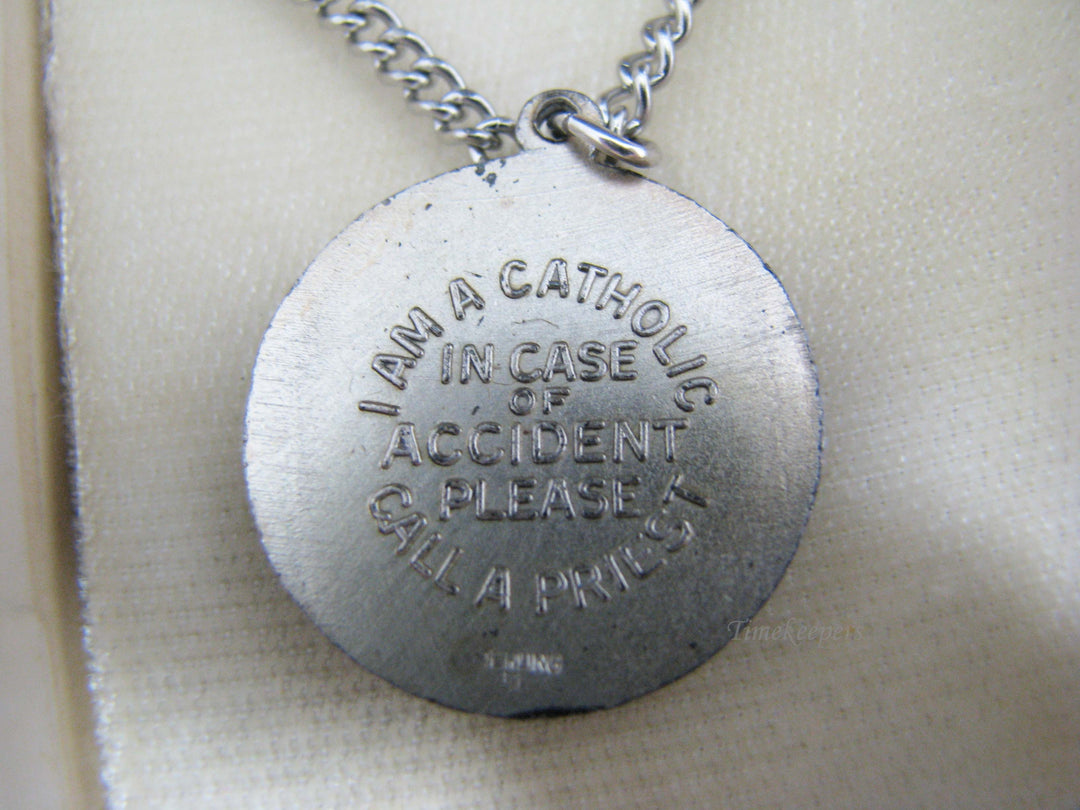 j106 Vintage Sterling Silver St. Christopher Medal Pendant on Stainless Chain